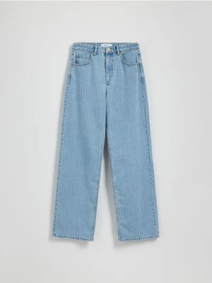 Reserved - Jeansy straight w prążek - niebieski