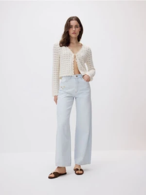 Reserved - Jeansy straight z aplikacjami - niebieski