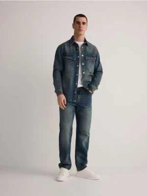 Reserved - Jeansy straight z efektem sprania - indigo jeans