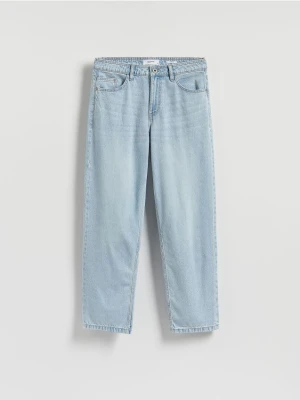 Reserved - Jeansy straight z efektem sprania - niebieski