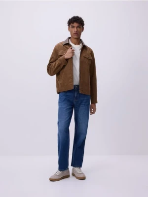 Reserved - Jeansy straight z efektem sprania - niebieski