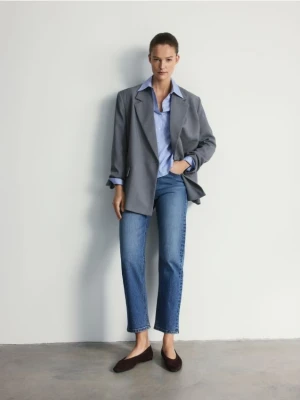 Reserved - Jeansy straight z krótszą nogawką - granatowy