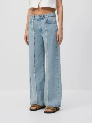 Reserved - Jeansy straight z przeszyciami - niebieski