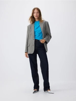 Reserved - Jeansy straight z wysokim stanem - granatowy