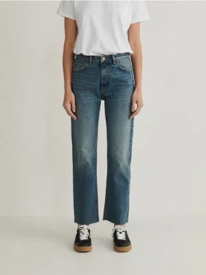 Reserved - Jeansy straight z wysokim stanem - indigo jeans