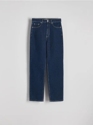 Reserved - Jeansy straight z wysokim stanem - indigo jeans