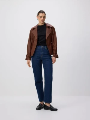 Reserved - Jeansy straight z wysokim stanem - indigo jeans