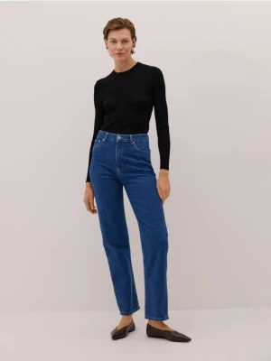 Reserved - Jeansy straight z wysokim stanem - niebieski