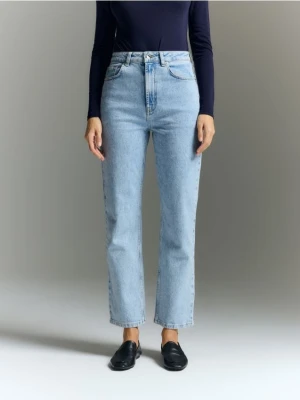 Reserved - Jeansy straight z wysokim stanem - niebieski