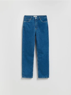 Reserved - Jeansy straight z wysokim stanem - niebieski