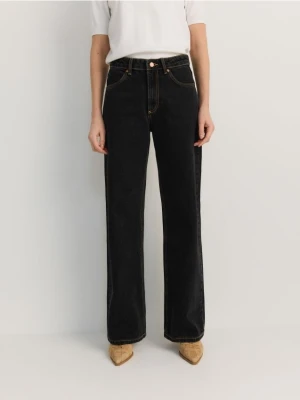 Reserved - Jeansy straight z wysokim stanem - szary