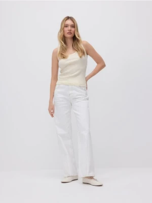 Reserved - Jeansy straight z wysokim stanem - złamana biel