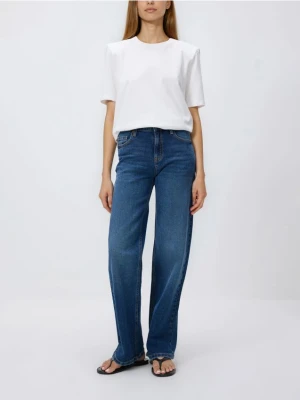 Reserved - Jeansy straight ze średnim stanem - granatowy