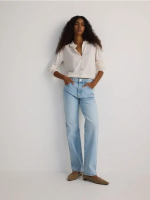 Reserved - Jeansy straight ze średnim stanem - niebieski