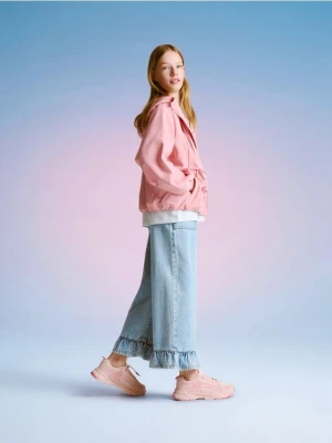 Reserved - Jeansy super wide leg 7/8 - niebieski