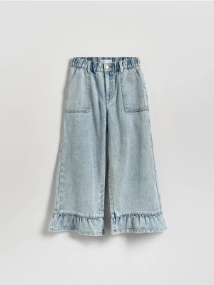 Reserved - Jeansy super wide leg 7/8 - niebieski