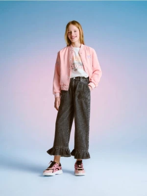 Reserved - Jeansy super wide leg 7/8 - szary