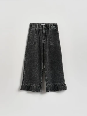 Reserved - Jeansy super wide leg 7/8 - szary