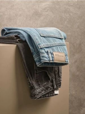 Reserved - Jeansy super wide leg - czarny