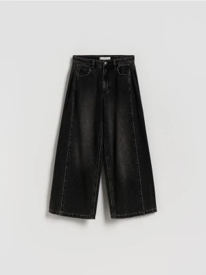 Reserved - Jeansy super wide leg - czarny