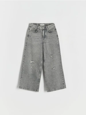 Reserved - Jeansy super wide leg - jasnoszary