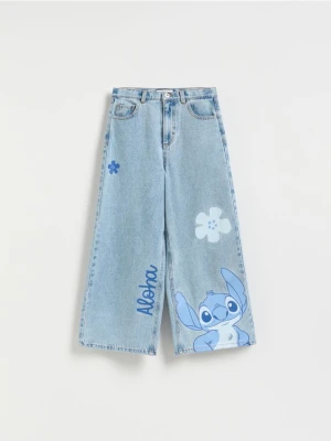 Reserved - Jeansy super wide leg Lilo i Stitch - niebieski