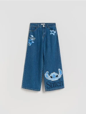 Zdjęcie produktu Reserved - Jeansy super wide leg Lilo i Stitch - niebieski