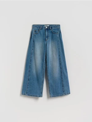 Reserved - Jeansy super wide leg - niebieski