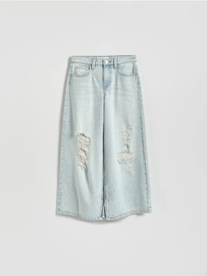 Reserved - Jeansy super wide leg - niebieski