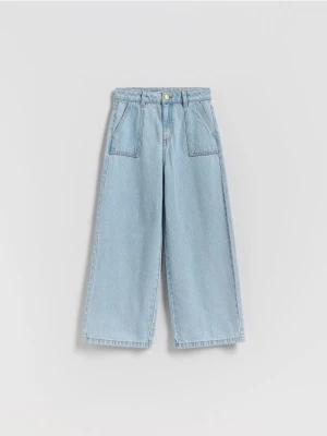 Reserved - Jeansy super wide leg - niebieski