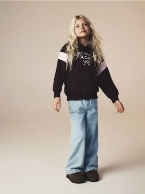 Reserved - Jeansy super wide leg - niebieski