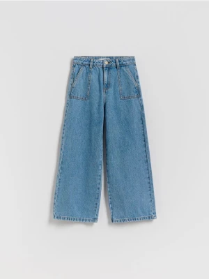 Reserved - Jeansy super wide leg - niebieski