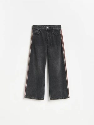 Reserved - Jeansy super wide leg - szary
