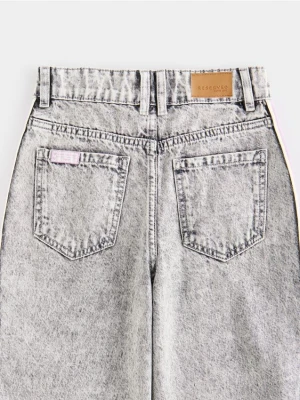 Reserved - Jeansy super wide leg z lampasami - jasnoszary