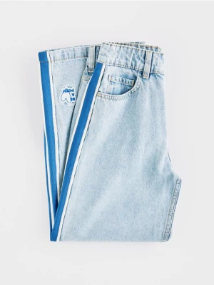 Reserved - Jeansy super wide leg z lampasami - niebieski