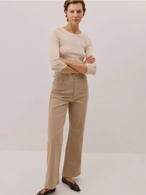 Reserved - Jeansy wide leg - beżowy