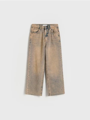 Reserved - Jeansy wide leg - beżowy