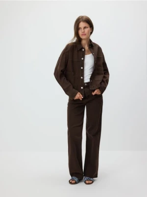 Reserved - Jeansy wide leg - brązowy