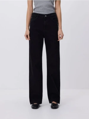 Reserved - Jeansy wide leg - czarny