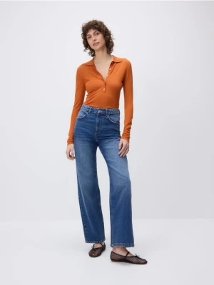 Reserved - Jeansy wide leg - granatowy