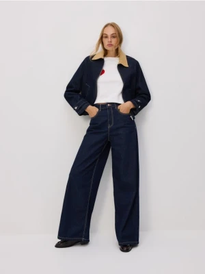 Reserved - Jeansy wide leg - granatowy