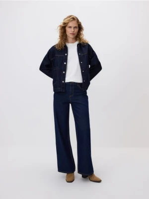 Reserved - Jeansy wide leg - granatowy