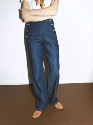 Reserved - Jeansy wide leg - granatowy