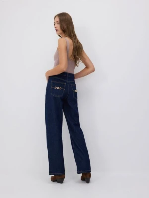 Reserved - Jeansy wide leg - granatowy