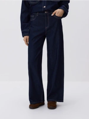 Reserved - Jeansy wide leg - granatowy