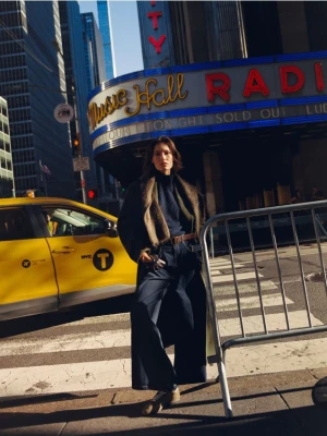 Reserved - Jeansy wide leg - granatowy