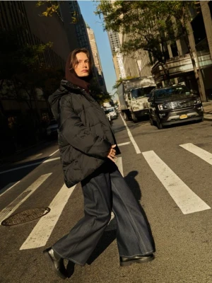 Reserved - Jeansy wide leg - granatowy