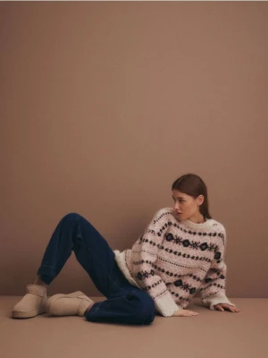 Reserved - Jeansy wide leg - granatowy