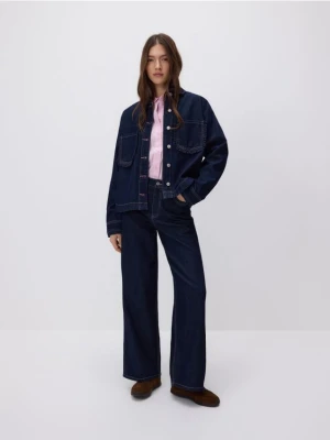 Reserved - Jeansy wide leg - granatowy