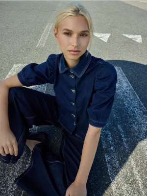 Reserved - Jeansy wide leg - granatowy